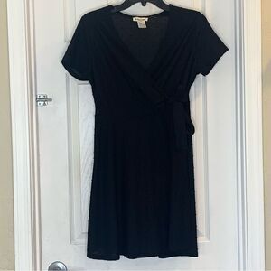 Rolla Coster Black Wrap Dress Eyelet Pattern Size Large
